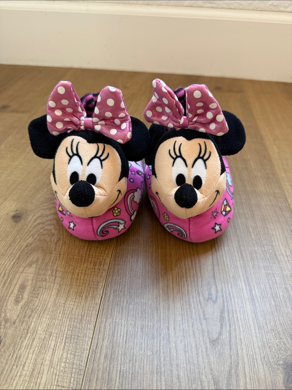 Disney Pink Minnie Mouse Plush Slipper Boots with Polka Dot Bows